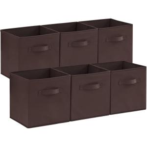 imageLifewit 13 Inch Cube Storage Bins Storage Cubes Foldable Medium Decorative Fabric Storage Baskets for Organizing Home Organizers with Handles for Shelves Closet Set of 8 36L GreyBrown