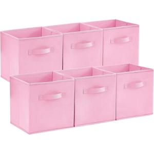 imageLifewit 13 Inch Cube Storage Bins Storage Cubes Foldable Medium Decorative Fabric Storage Baskets for Organizing Home Organizers with Handles for Shelves Closet Set of 8 36L GreyPink