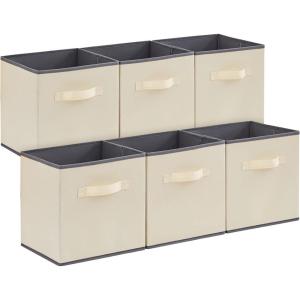 imageLifewit 13 Inch Cube Storage Bins Storage Cubes Foldable Medium Decorative Fabric Storage Baskets for Organizing Home Organizers with Handles for Shelves Closet Set of 8 36L GreyBeige