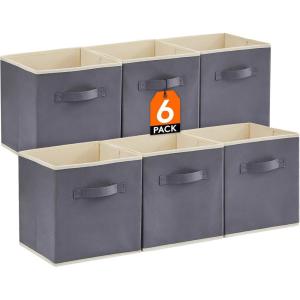 imageLifewit 13 Inch Cube Storage Bins Storage Cubes Foldable Medium Decorative Fabric Storage Baskets for Organizing Home Organizers with Handles for Shelves Closet Set of 8 36L GreyGray
