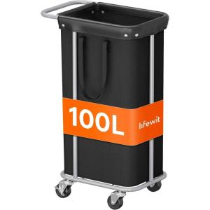 imageLifewit 150L Large Laundry Basket with Wheels Tall 2 Section Laundry Hamper Organizer Rolling Laundry Cart with Steel Frame ampamp Removable Bag for Luandry Room Bathroom Bedroom WhiteBlack