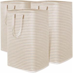 imageLifewit 2 Pack Laundry Hamper Large Collapsible Laundry Baskets Freestanding Waterproof Clothes Hamper with Easy Carry Handles in Laundry Room Bedroom Bathroom College Dorm for Adults Grey 2 x 80LBeige