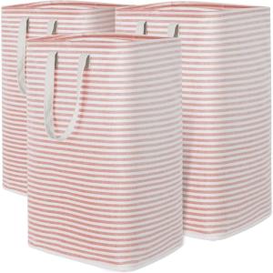 imageLifewit 2 Pack Laundry Hamper Large Collapsible Laundry Baskets Freestanding Waterproof Clothes Hamper with Easy Carry Handles in Laundry Room Bedroom Bathroom College Dorm for Adults Grey 2 x 80LPink