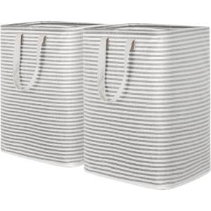 imageLifewit 2 Pack Laundry Hamper Large Collapsible Laundry Baskets Freestanding Waterproof Clothes Hamper with Easy Carry Handles in Laundry Room Bedroom Bathroom College Dorm for Adults Grey 2 x 80LGrey