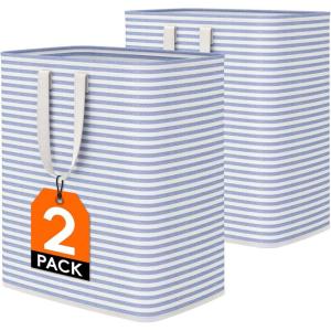 imageLifewit 2 Pack Laundry Hamper Large Collapsible Laundry Baskets Freestanding Waterproof Clothes Hamper with Easy Carry Handles in Laundry Room Bedroom Bathroom College Dorm for Adults Grey 2 x 80LBlue