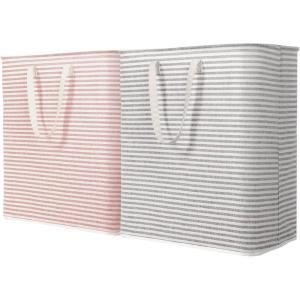 imageLifewit 2 Pack Laundry Hamper Large Collapsible Laundry Baskets Freestanding Waterproof Clothes Hamper with Easy Carry Handles in Laundry Room Bedroom Bathroom College Dorm for Adults Grey 2 x 80LGreyPink