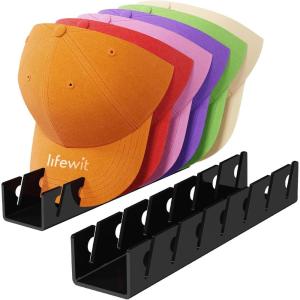 imageLifewit 3 Pack Hat Organizer for Baseball Caps Hat Storage Rack for 21 Ball Caps Hat Stand Shelf for Trucker Hat and Golf Cap in Closet Bedroom Dresser ClearBlack