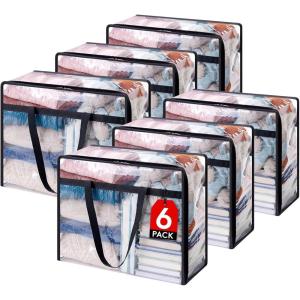 imageLifewit 4 Pack Clear Clothes Storage Bags 40L Plastic Blanket Storage Bag Vinyl Foldable Moving Bags with Zipper Closet Organizers and Storage Containers for Bedding Duvet Comforter6