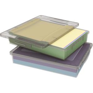 imageLifewit 4 Pack Plastic MultiPurpose Storage Box with Latching Lids Clear A4 85quot x 11quot Letter Size Paper Storage Storage Containers for Board Game Craft Document Magazine Art SuppliesGray