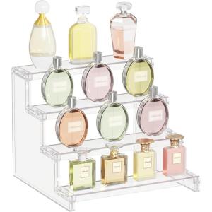 imageLifewit 4 Tier Clear Display Riser Stand Toolfree Assembly Plastic Organizers for Figures Cupcake Perfume Dessert Desktop Display Stand for Organize and Decoration 9 Inch 1Pack9inch 1 pack