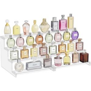 imageLifewit 4 Tier Clear Display Riser Stand Toolfree Assembly Plastic Organizers for Figures Cupcake Perfume Dessert Desktop Display Stand for Organize and Decoration 9 Inch 1Pack12inch  2 pack