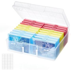 imageLifewit 4x6 Photo Storage Box 20 pcs Inner Photo Case with Lids Clear Photo Organizers with 1 Sheet Label Sticker Plastic Craft Storage Box for Seeds Sticker Cards Pictures Stamps Office SuppliesMulticolour