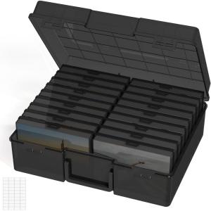 imageLifewit 4x6 Photo Storage Box 20 pcs Inner Photo Case with Lids Clear Photo Organizers with 1 Sheet Label Sticker Plastic Craft Storage Box for Seeds Sticker Cards Pictures Stamps Office SuppliesBlack