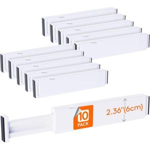 imageLifewit 5 Pack Drawer Dividers 4quot High 1117quot Adjustable Dresser Drawer Organizers for Clothes Expandable Dresser Separators in BedroomBathroomKitchenVanityOffice Organization and Storage White10
