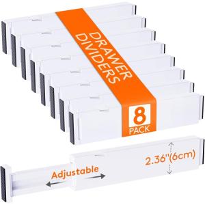 imageLifewit 5 Pack Drawer Dividers 4quot High 1117quot Adjustable Dresser Drawer Organizers for Clothes Expandable Dresser Separators in BedroomBathroomKitchenVanityOffice Organization and Storage White8