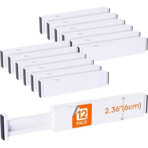 imageLifewit 5 Pack Drawer Dividers 4quot High 1117quot Adjustable Dresser Drawer Organizers for Clothes Expandable Dresser Separators in BedroomBathroomKitchenVanityOffice Organization and Storage White12