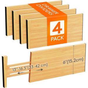 imageLifewit 6 Pack 6quot Deep Bamboo Drawer Dividers 13165quot Expandable Drawer Organisers for Clothes Adjustable Dresser Drawer Divider Clothing Drawers Separators for Dresser Bedroom Bathroom Office4