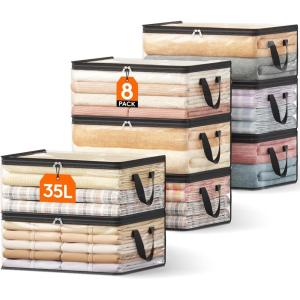 imageLifewit 6 Pack Clear Clothes Storage Bags 60L Plastic Blanket Vinyl Foldable Moving Bags with Zipper Closet Organizers and Storage Containers for Bedding Duvet Pillow8