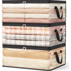 imageLifewit 6 Pack Clear Clothes Storage Bags 60L Plastic Blanket Vinyl Foldable Moving Bags with Zipper Closet Organizers and Storage Containers for Bedding Duvet Pillow3