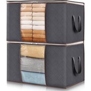 imageLifewit 6 Pack Clothes Storage Bag Foldable Storage Bin Closet Organizer with Reinforced Handle Sturdy Fabric Blanket Storage with Clear Window Storage Containers for Clothing Bedding GrayGray