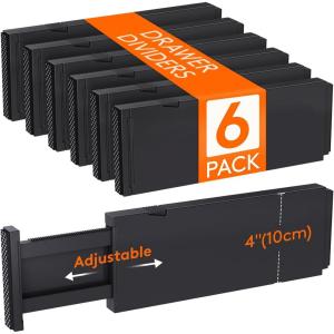 imageLifewit 9 Pack Drawer Dividers 4quot High 1117quot Adjustable Drawer Organizers for Clothes Expandable Dresser Separators in BedroomBathroomKitchenFridgeOffice Organization and Storage WhiteBlack