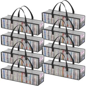 imageLifewit CD Storage Bags 2 Pack Clear PVC Plastic CD Case Holder with Handles Front Window Zipper Design Stackable Media Organizer Box for Albums Hold up to 100 Pcs CDs 50 Each8
