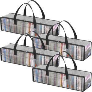 imageLifewit CD Storage Bags 2 Pack Clear PVC Plastic CD Case Holder with Handles Front Window Zipper Design Stackable Media Organizer Box for Albums Hold up to 100 Pcs CDs 50 Each4