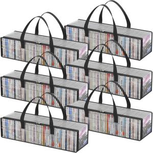 imageLifewit CD Storage Bags 2 Pack Clear PVC Plastic CD Case Holder with Handles Front Window Zipper Design Stackable Media Organizer Box for Albums Hold up to 100 Pcs CDs 50 Each6
