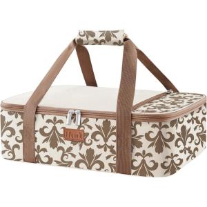 imageLifewit Casserole Carrier for Hot or Cold Food Insulated Casserole Baking Dish Bag Food Carrier Lasagna Holder for PotluckPartiesPicnicCookouts Fits 9quotx13quot Baking Dish GreyBeige