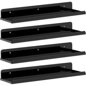 imageLifewit Floating Shelves for Wall 6 Pack 15quot Clear Acrylic Shelf Room Decor for BookFiguresPhotoMakeup in Bathroom Book Shelf Living Room Bedroom Kitchen Storage and OrganizationBlack
