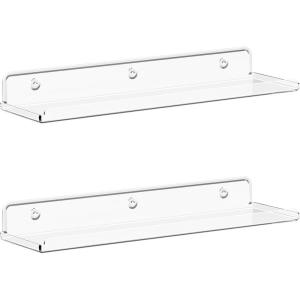 imageLifewit Floating Shelves for Wall 6 Pack 15quot Clear Acrylic Shelf Room Decor for BookFiguresPhotoMakeup in Bathroom Book Shelf Living Room Bedroom Kitchen Storage and OrganizationClear