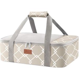 imageLifewit Insulated Casserole Carrier for Hot or Cold Food Casserole Dish Bag Carrying Case Lasagna Lugger Holder for PotluckPartiesPicnicCookouts Fits 9quotx13quot Baking Dish BlackGray