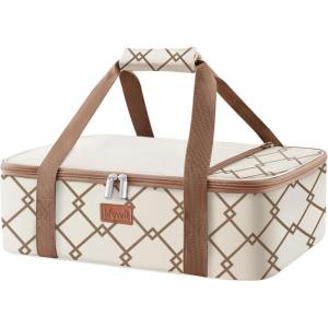 imageLifewit Insulated Casserole Carrier for Hot or Cold Food Casserole Dish Bag Carrying Case Lasagna Lugger Holder for PotluckPartiesPicnicCookouts Fits 9quotx13quot Baking Dish BlackBeige