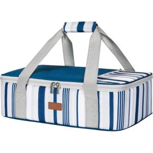 imageLifewit Insulated Casserole Carrier for Hot or Cold Food Casserole Dish Carrying Case Lasagna Holder for Potluck PartiesPicnicCookouts Fits 9quotx13quot Baking Dish GreyBlue