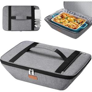imageLifewit Insulated Casserole Carrier for Hot or Cold Food Thermal Lasagna Lugger Tote Casserole Dish Carrier for Potluck Parties Picnic Fits 9quotx13quot Baking Dish GrayGray