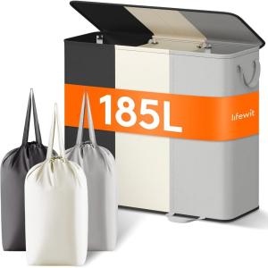 imageLifewit Large Collapsible Dirty Clothes Basket 1LBlackWhiteGrey