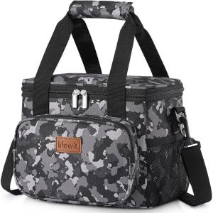 imageLifewit Large Lunch Bag Insulated Lunch Box Soft Cooler Cooling Tote for Adult Men Women Gray 24Can 15LBlack Camo