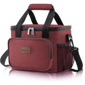 imageLifewit Large Lunch Bag Insulated Lunch Box Soft Cooler Cooling Tote for Adult Men Women Gray 24Can 15LBurgundy
