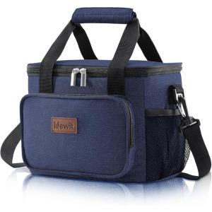 imageLifewit Large Lunch Bag Insulated Lunch Box Soft Cooler Cooling Tote for Adult Men Women Gray 24Can 15LDark Blue
