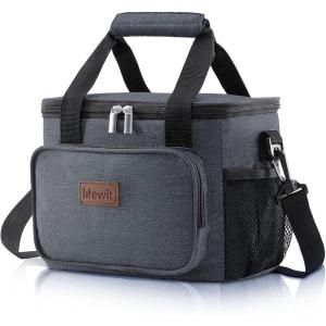 imageLifewit Large Lunch Bag Insulated Lunch Box Soft Cooler Cooling Tote for Adult Men Women Gray 24Can 15LDark Gray