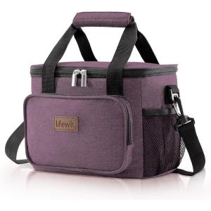 imageLifewit Large Lunch Bag Insulated Lunch Box Soft Cooler Cooling Tote for Adult Men Women Gray 24Can 15LPurple