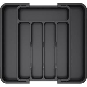 imageLifewit Large Silverware Drawer Organizer Expandable Utensil Tray for Kitchen BPA Free Flatware and Cutlery Holder Adjustable Plastic Storage for Spoons Forks Knives Large BlackBlack