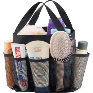 imageLifewit Mesh Shower Caddy Freestanding Portable Shower Tote Bag for College Dorm Bathroom Gym Travel Quick Dry Hanging Organizer with 7 Storage Pockets for Toiletry Essentials MediumBlackBlack