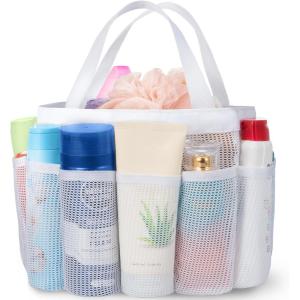 imageLifewit Mesh Shower Caddy Freestanding Portable Shower Tote Bag for College Dorm Bathroom Gym Travel Quick Dry Hanging Organizer with 7 Storage Pockets for Toiletry Essentials MediumBlackWhite