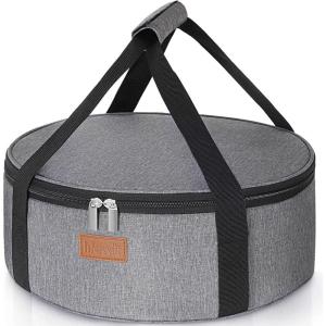 imageLifewit Round Insulated Casserole Carrier for Hot and Cold Food Pie Carrier Bag Cake Carrier Casserole Dish Carrying Case for Potluck Parties Picnic Fits 125quot Baking Dish GreyGray