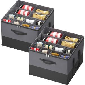 imageLifewit Shoe Storage Organizer for Closet Fits 1216 Pairs Fabric Large Shoe Box Storage Containers with Clear Cover Foldable Bins Fit for Boots Heels Sneakers 17quotL x 17quotW x 125quotH 2 Pack GrayGray and Black