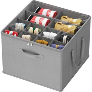 imageLifewit Shoe Storage Organizer for Closet Fits 1216 Pairs Fabric Large Shoe Box Storage Containers with Clear Cover Foldable Bins Fit for Boots Heels Sneakers 17quotL x 17quotW x 125quotH 2 Pack GrayLight Gray