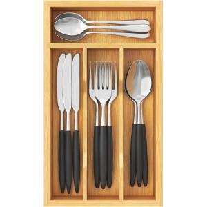 imageLifewit Silverware Drawer Organizer Expandable Utensil Tray for Kitchen Bamboo Flatware and Cutlery Holder Wood Adjustable Storage for Spoons Forks Knives Large NaturalNatural