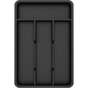 imageLifewit Silverware Drawer Organizer Tray Plastic Cutlery Storage for Kitchen Drawer Flatware and Utensil Holder Divider for Spoons Forks Knives Tableware 5 Compartment BlackBlack