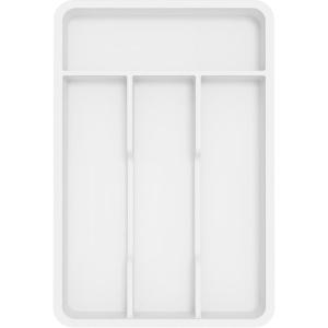 imageLifewit Silverware Drawer Organizer Tray Plastic Cutlery Storage for Kitchen Drawer Flatware and Utensil Holder Divider for Spoons Forks Knives Tableware 5 Compartment BlackWhite